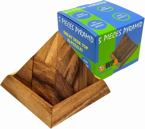 Triangle Pyramid 5 Pieces 3D Wooden IQ Brain Teaser Puzzle