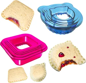Tribe Glare Decruster Sandwich mold Maker Sandwich Cutter Sealer for and DIY Bread Pancake Maker Kids cookie cutter Lunch Lunchbox and Bento Box of Childrens Boys Girls Gift Package (Purple &bear)