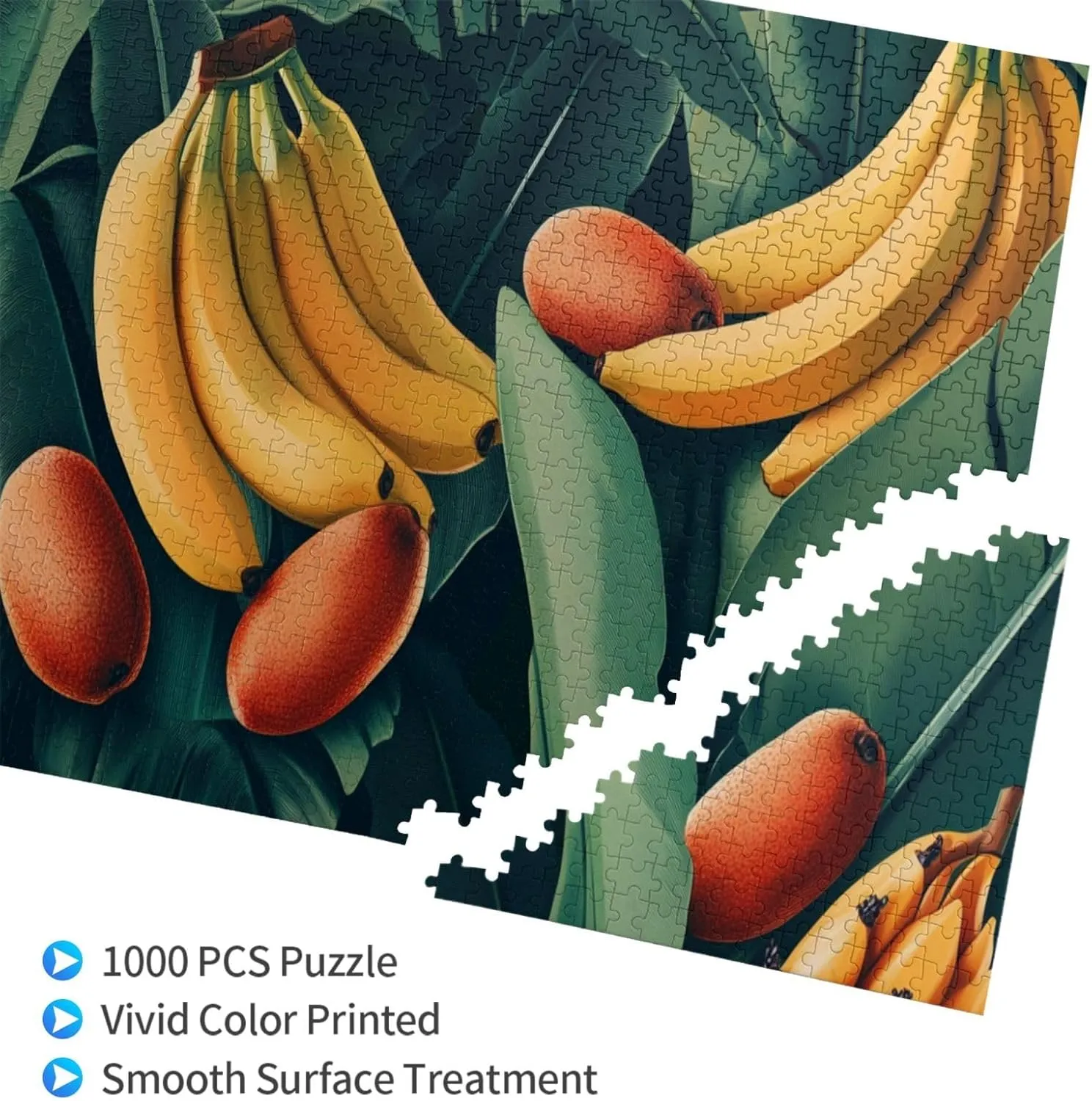 Tropical Banana and Kiwi Fruit, 1000 Pcs Adult Wooden Jigsaw Puzzles,Jungle Challenge to Relieve Pressure，Let Your Imagination Run Wild，Party Events to Bring People Closer Together