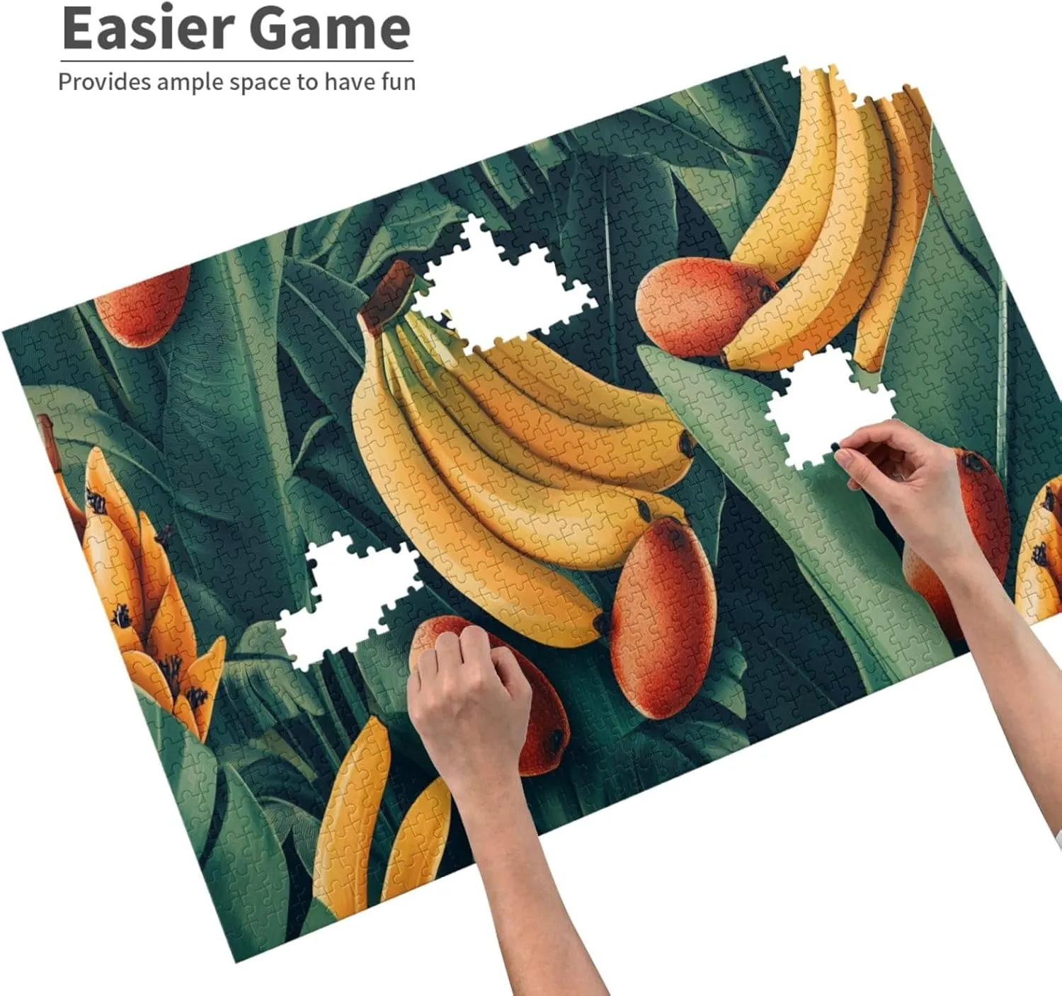 Tropical Banana and Kiwi Fruit, 1000 Pcs Adult Wooden Jigsaw Puzzles,Jungle Challenge to Relieve Pressure，Let Your Imagination Run Wild，Party Events to Bring People Closer Together