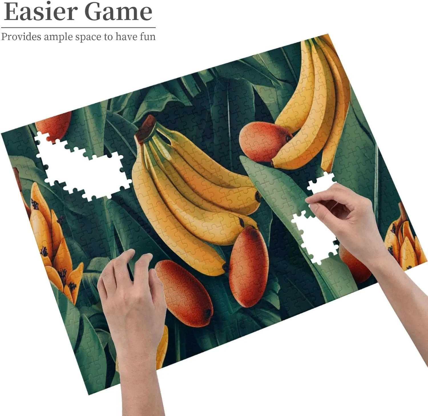 Tropical Banana and Kiwi Fruit, 500 Pcs Adult Wooden Jigsaw Puzzles,Jungle Challenge to Relieve Pressure，Let Your Imagination Run Wild，Party Events to Bring People Closer Together