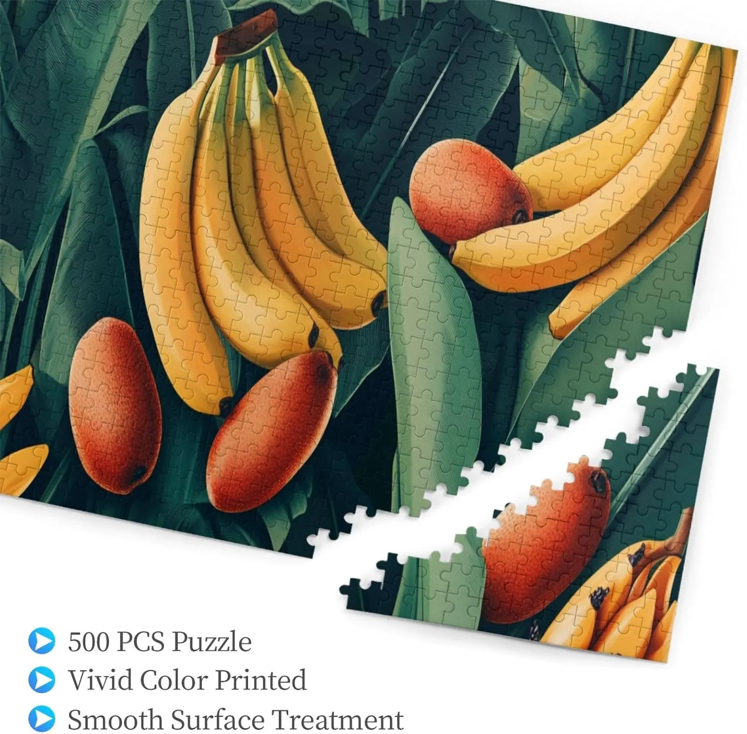 Tropical Banana and Kiwi Fruit, 500 Pcs Adult Wooden Jigsaw Puzzles,Jungle Challenge to Relieve Pressure，Let Your Imagination Run Wild，Party Events to Bring People Closer Together