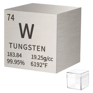 Tungsten Metal Density Cube - Pure High Density Element for Collections, Lab Experiments, Material Hobbies, DIY, Teacher Science - Creative Gift (W 1inch)