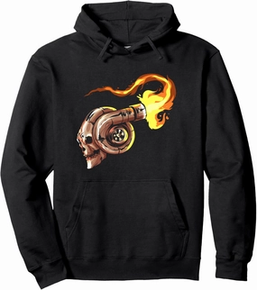 Turbocharger Skull with Fire Turbo Car Boost Tuner Tuning Pullover Hoodie