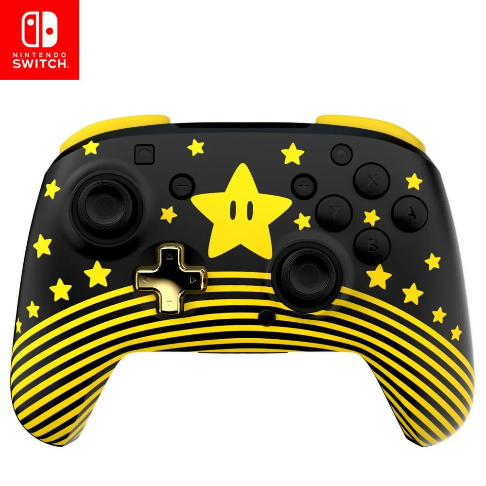 Turtle Beach Rematch Wireless Nintendo Switch Pro Controller: Officially Licensed for Nintendo Switch/Lite/OLED Models, Mappable Buttons, Glow in the Dark, Rechargeable Battery Power, Super Mario Star