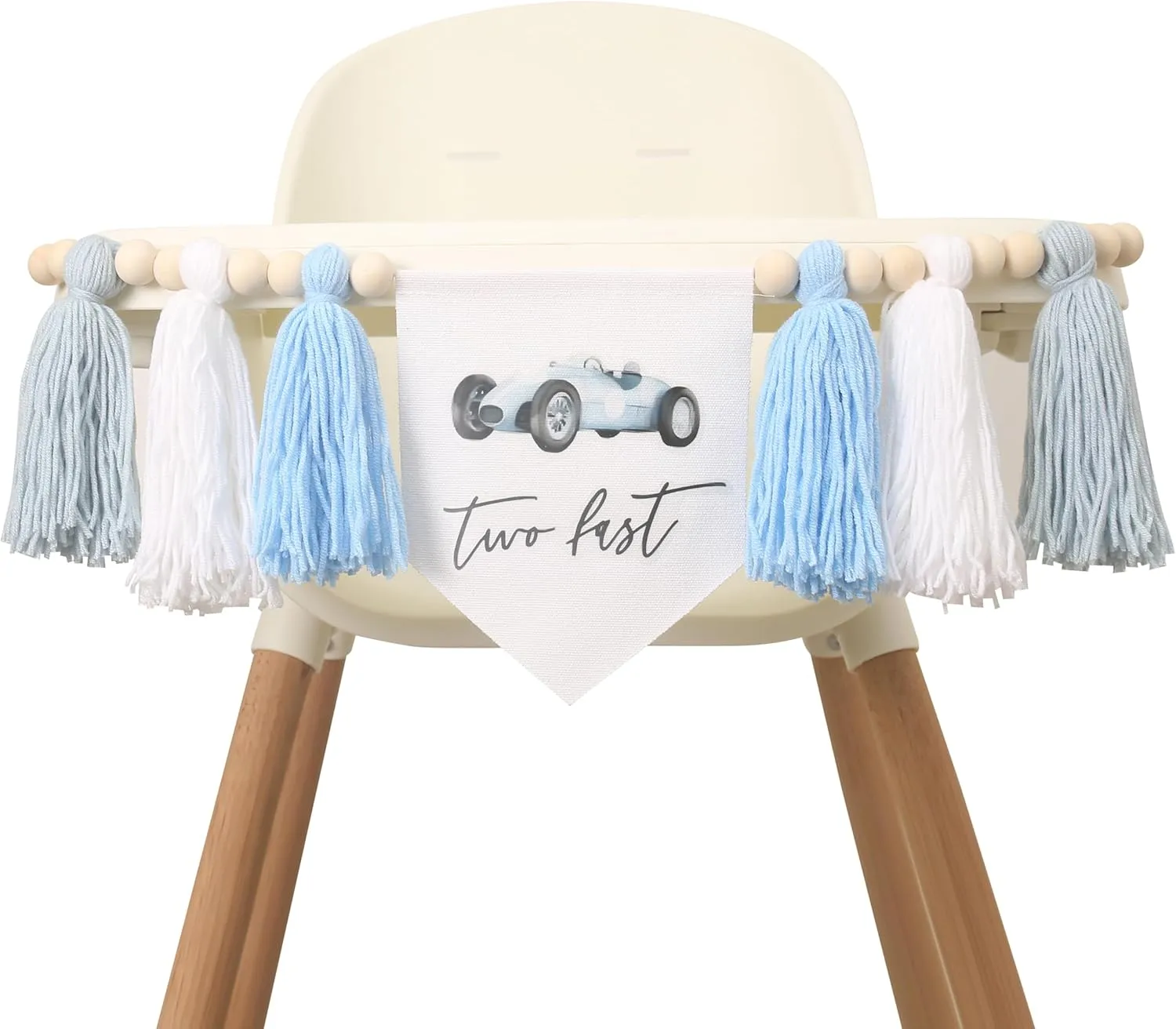 Two Fast 2nd Birthday High Chair Banner，Race Car High Chair Banner Decorations，Retro Race Car Birthday Banner，Racing Theme 2nd Birthday Party Supplies，Racing Second Birthday Party Decorations