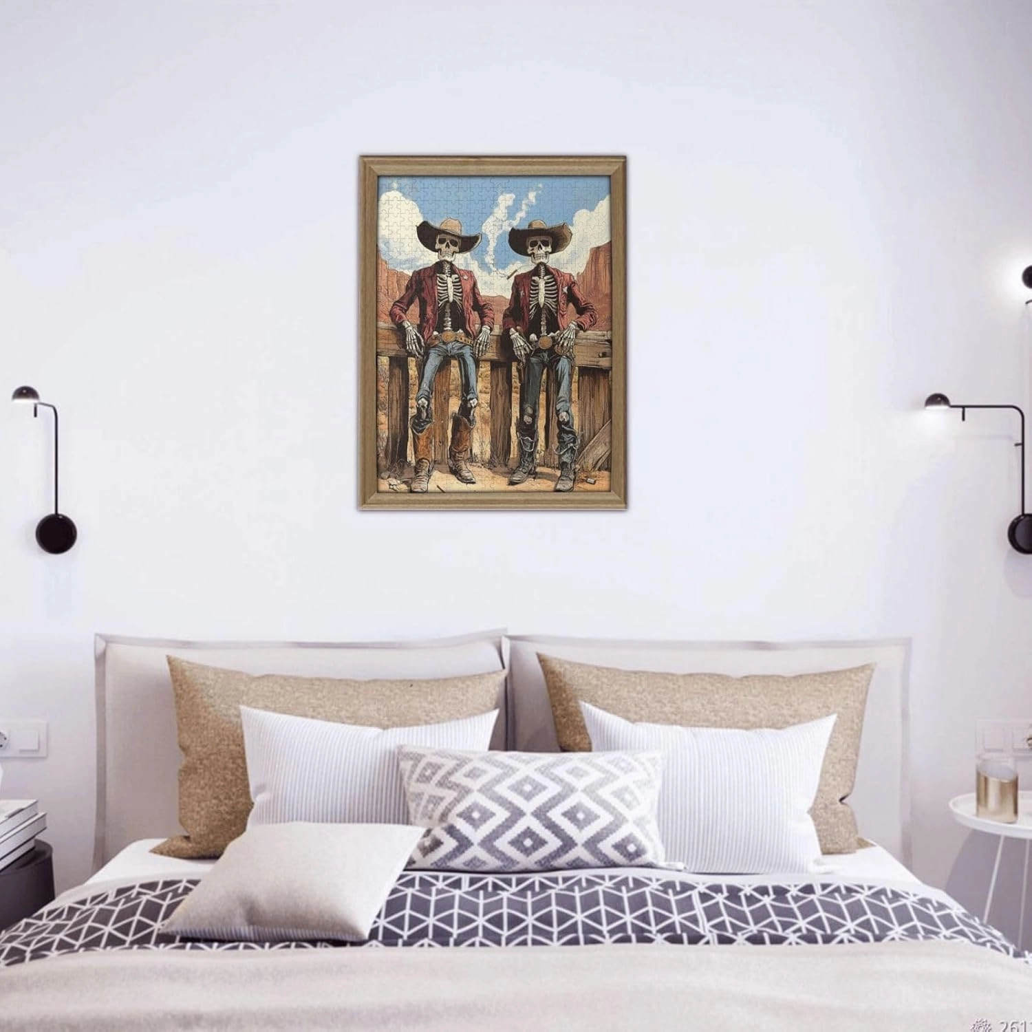 Two Skeleton Cowboys in Desert,500 Piece Wooden Puzzle for Adults,Unique Artwork for Adult,Brain Training Challenge, Stress Relief Activity,Eco-Friendly Pieces，Gifts for Friends