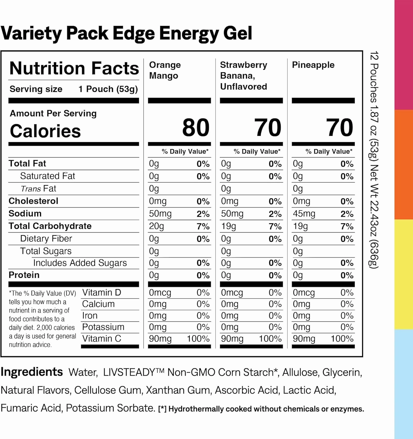 UCAN Edge Energy Gel Shots, Variety Pack (12, 2 Ounce Packets) for Running, Training, Workouts, Fitness, Cycling, Crossfit | Sugar-Free, Vegan, & Keto Friendly Energy