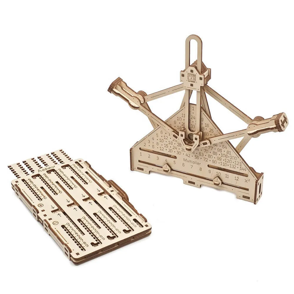 UGEARS STEM Arithmetic Kit 2-in-1 - Creative Wooden Model Kits for Adults Teens and Children - DIY Mechanical Science Kit for Self Assembly - Unique
