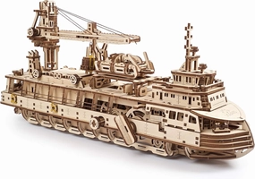UGEARS 3D Puzzles Research Vessel - DIY Model Ship 3D Idea - Unique and Creative Wooden Mechanical Models - Self Assembly Woodcraft Construction Kits