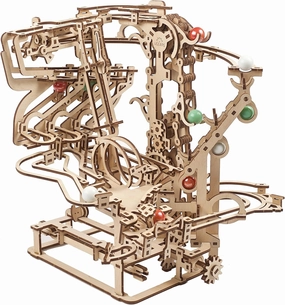 UGEARS Wooden Marble Run Chain Hoist - Mechanical 3D Wooden Puzzle for Adults, DIY Model Kit for Adults, Unique Puzzle - 3D Puzzle Marble Game Gifts - 400 Pieces