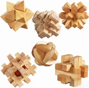 ULT-unite3D Wooden Cube Brain Teaser Puzzle