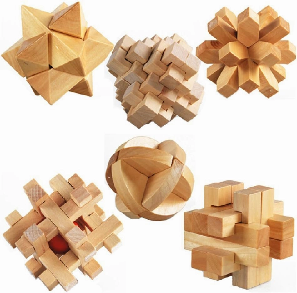 ULT-unite3D Wooden Cube Brain Teaser Puzzle
