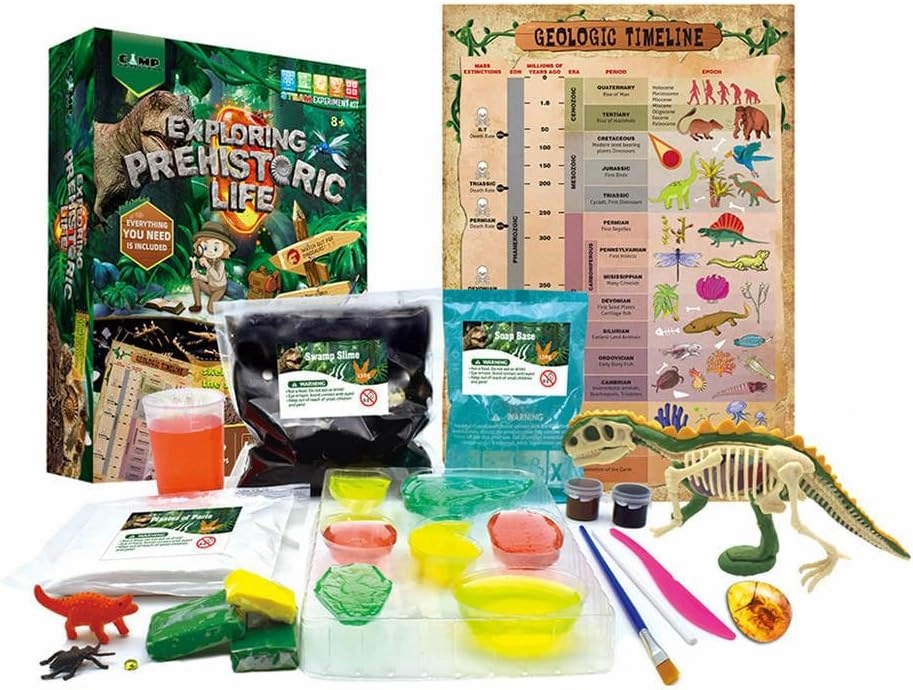 Ultimate Dinosaur STEM Activity Kit for Kids – Slime, Fossil Dig, Paint & DIY Soap Making – Educational Science Gift for Boys & Girls Ages 8-12 – Creative Birthday Stocking Stuffer