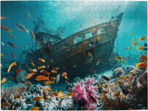 Underwater shipwrecks and Fish Puzzles for Adults 500 Pieces,Funny shipwrecks and Fish 500 Piece Wooden Puzzle,Adults Challenging Puzzle Perfect for Game Nights,Gift for Puzzle Enthusiast