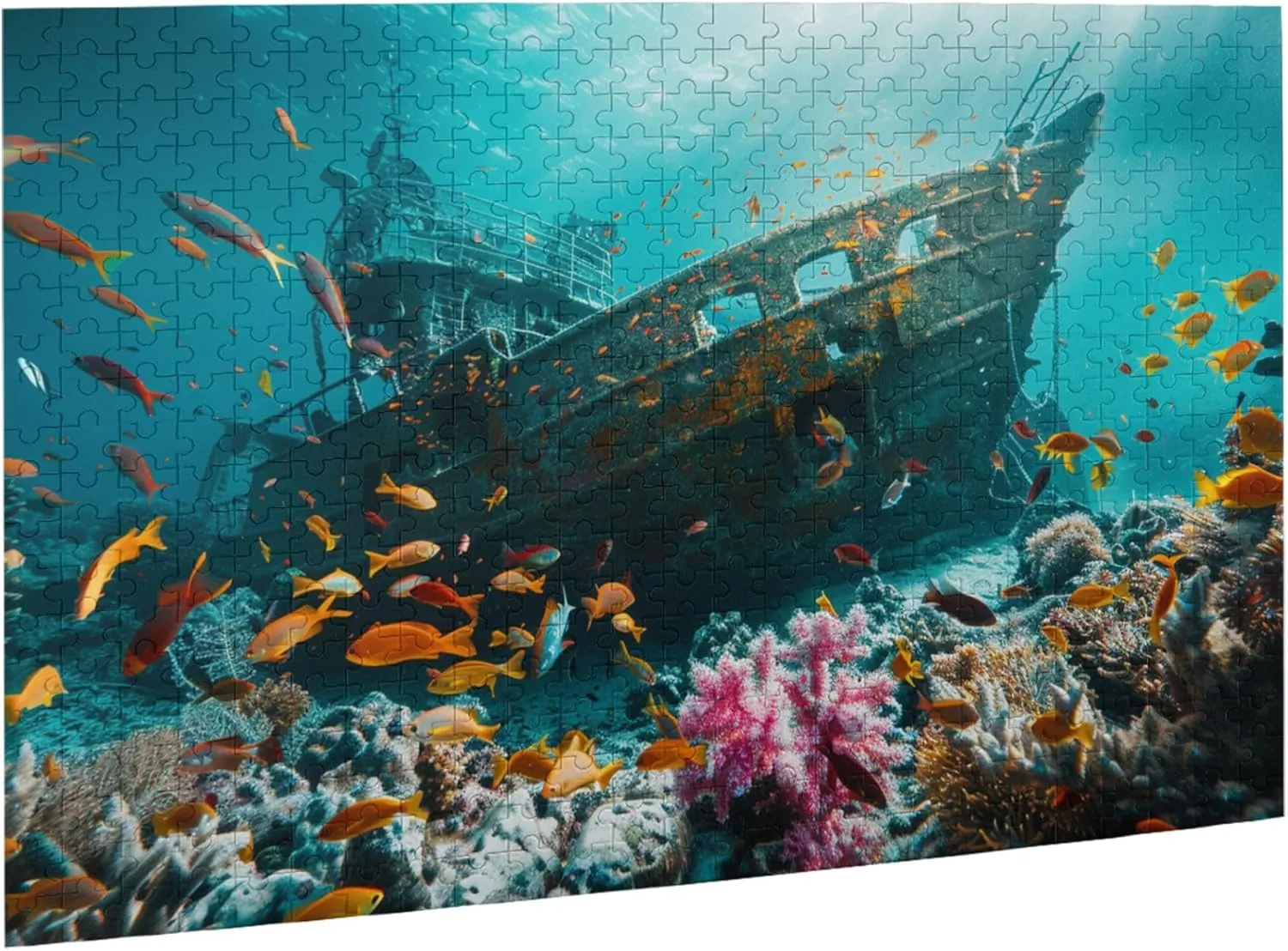 Underwater shipwrecks and Fish Puzzles for Adults 500 Pieces,Funny shipwrecks and Fish 500 Piece Wooden Puzzle,Adults Challenging Puzzle Perfect for Game Nights,Gift for Puzzle Enthusiast