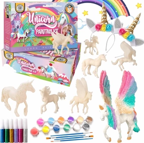 Unicorn Painting Kit for Girls - STEM Certified Unicorn Craft for Girls Ages 4-6 & up- Paint Your Own Arts and Crafts Includes 2 DIY Headbands & 8 Kids Painting Crafts for Fun Screen-Free Play