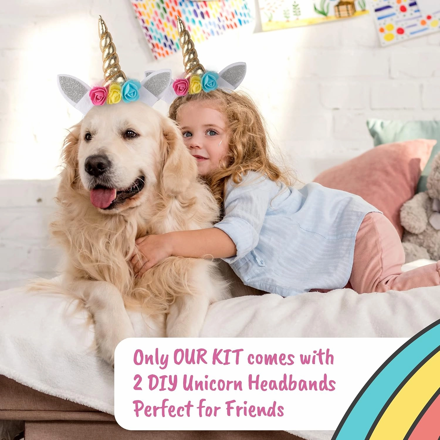 Unicorn Painting Kit for Girls - STEM Certified Unicorn Craft for Girls Ages 4-6 & up- Paint Your Own Arts and Crafts Includes 2 DIY Headbands & 8 Kids Painting Crafts for Fun Screen-Free Play