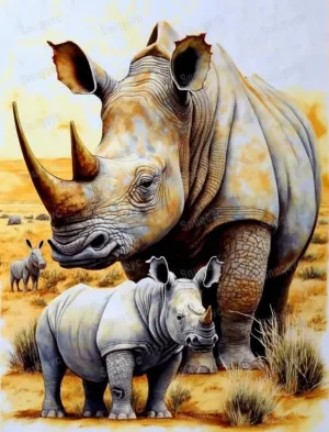 Unique Wooden Jigsaw Puzzles - Grassland Rhinoceros, 1000 Piece Colorful Artwork Jigsaw Puzzle for Adults, Fun and Challenging Brain Exercise for Puzzle Enthusiasts - Ideal Gift