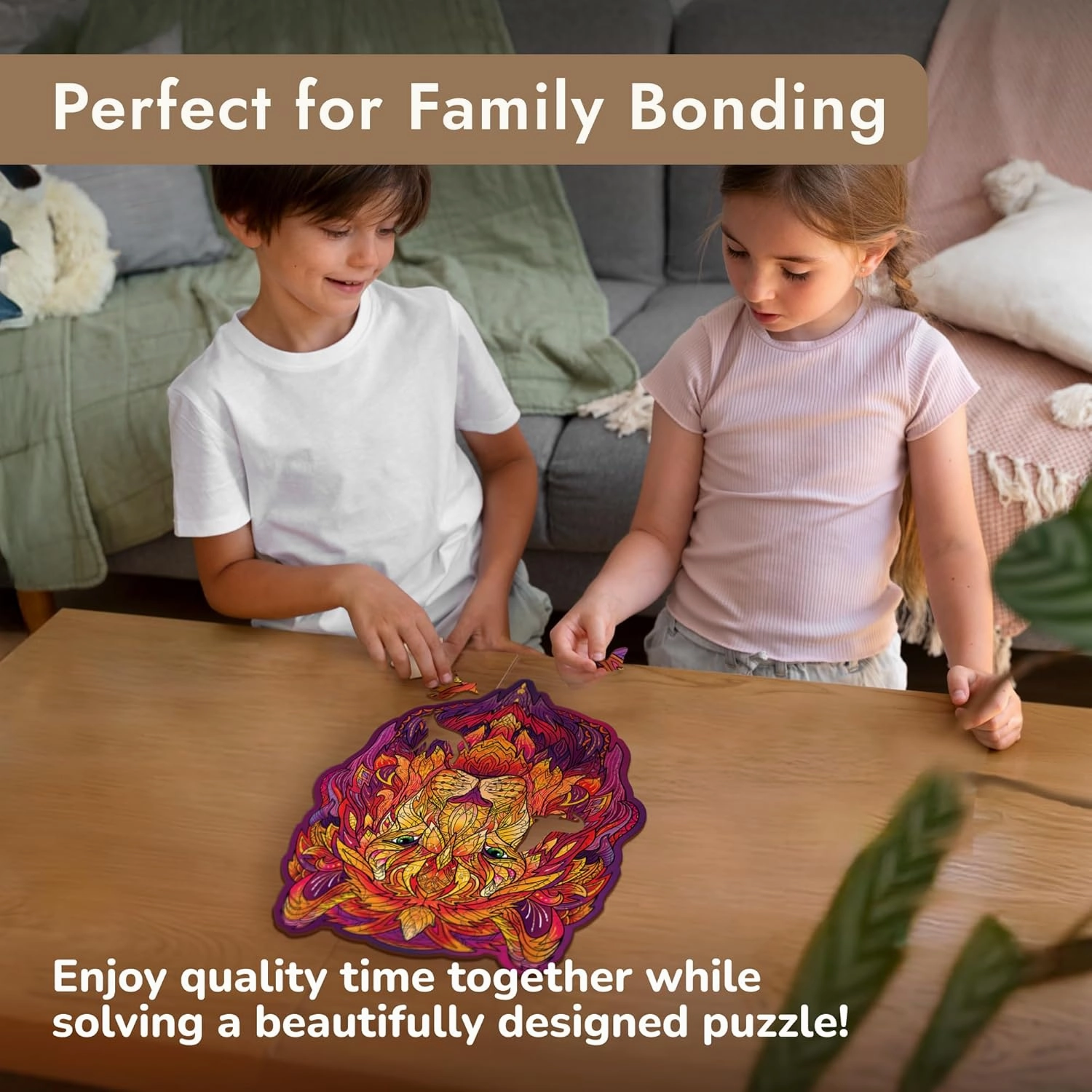 Unique Wooden Puzzles for Adults, Great Lion A4, 122 Pieces - Animal Shaped Wooden Jigsaw Puzzle for Adults, Teens, Kids - Creative Gift, Family Game