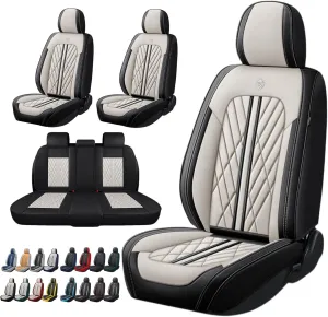 Universal Fit Waterproof Breathable Nappa Leather Automotive Vehicle Car Seat Covers Set Cushion Protector for Sedan SUV