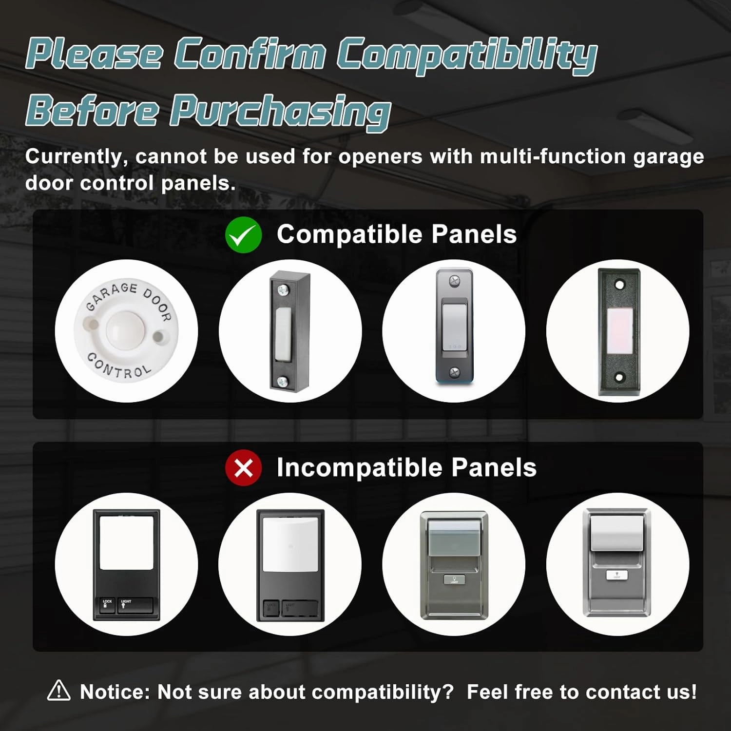 Universal Wired Garage Door Opener Keypad with Metal Casing, Works with Liftmaster, Chamberlain, Craftsman, Genie, Marantec, Linear, and Nortek, No Pairing Required Needed (Square)