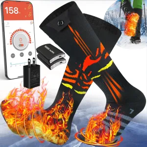 Upgraded Heated Socks for Men & Women, Rechargeable (5000mAh), Up to 10 Hours, App Remote Control, Washable Winter Warm Socks for Outdoor Activities