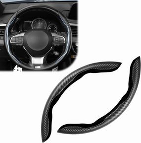 Urehepo Car Carbon Fiber Steering Wheel Cover, Non-Slip and Breathable Microfiber Leather, Steering Wheel Wrap Cover Accessories Universal, Black