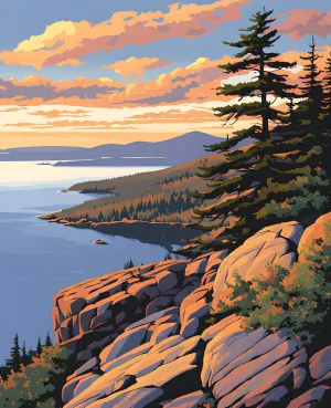 USA Great Places (113) - Coastal Serenity, Acadia National Park - Van-Go Paint-by-Number Kit 40x50cm no Frame