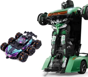 V992 and 2370 RC Cars,Transform Robot Remote Control Car and 6-Wheel Racing Drift RC Stunt Car,Bundle Present for Kids