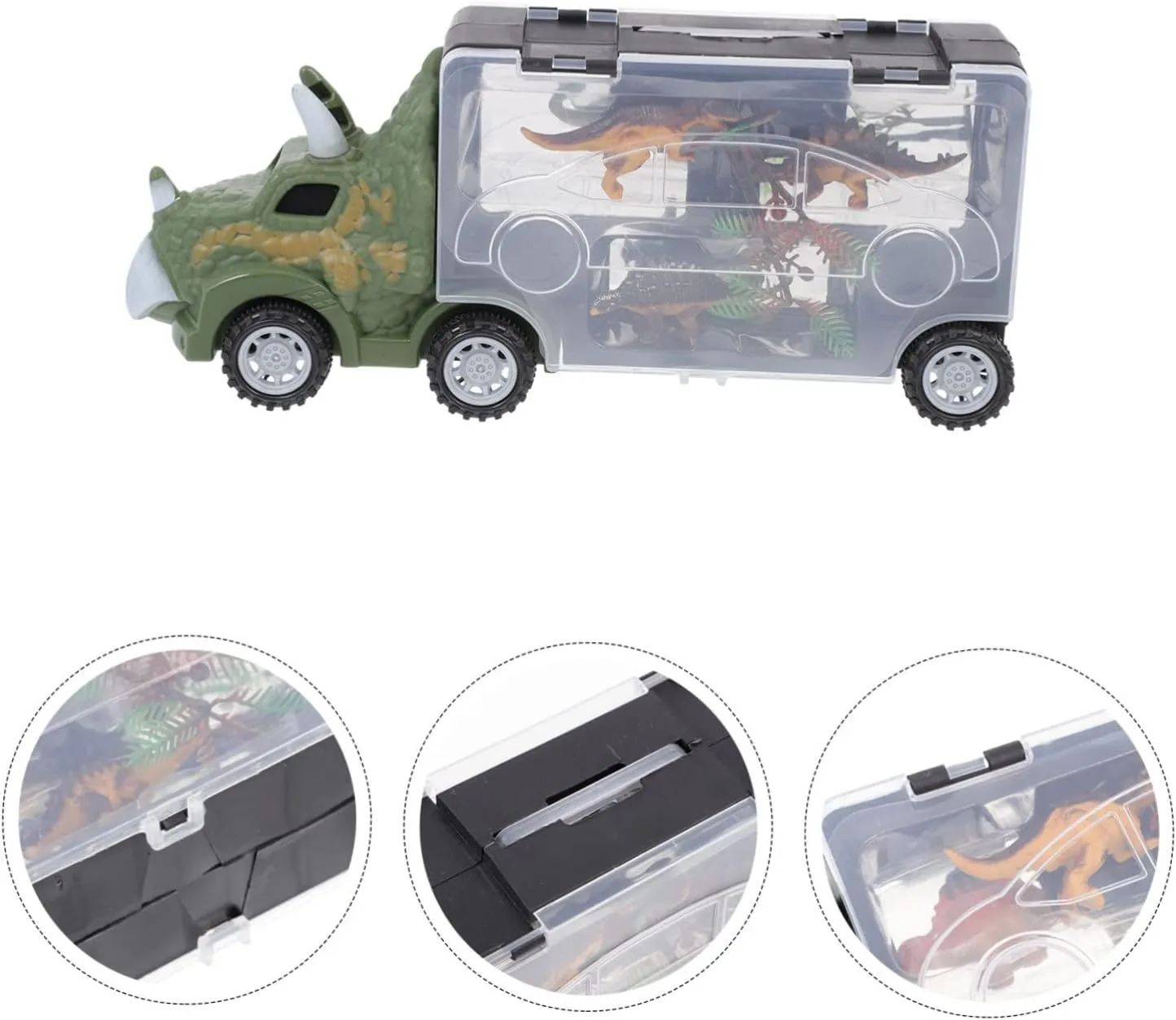 Vaguelly 1set Creative Dinosaur-Shaped Truck Toy Funny Animals Display Carrier Safe Container for Imaginative Play and Girls Educational Animal Models Included Style