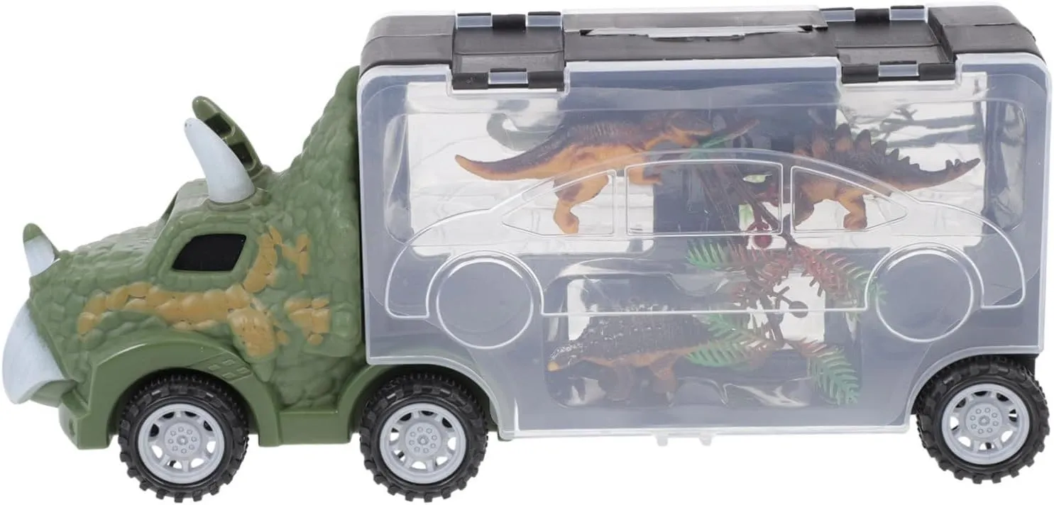 Vaguelly 1set Creative Dinosaur-Shaped Truck Toy Funny Animals Display Carrier Safe Container for Imaginative Play and Girls Educational Animal Models Included Style