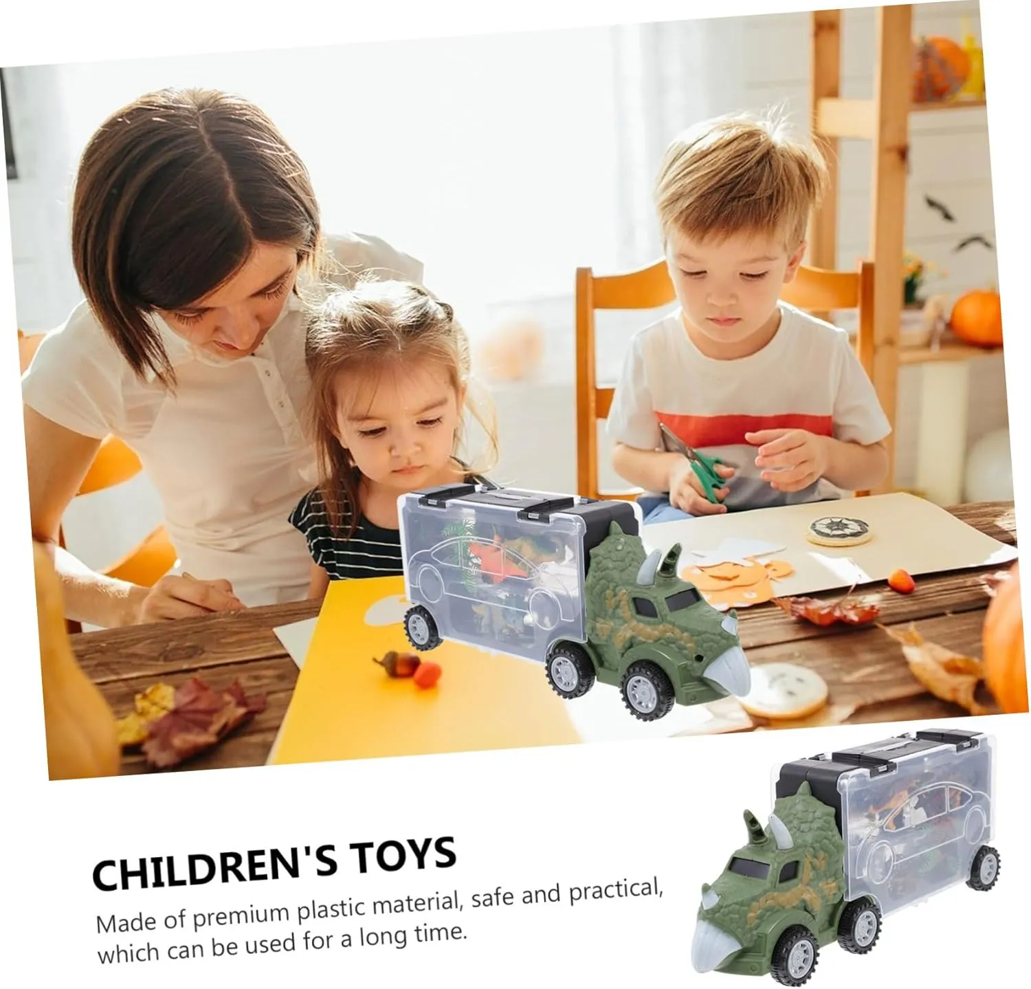 Vaguelly 1set Creative Dinosaur-Shaped Truck Toy Funny Animals Display Carrier Safe Container for Imaginative Play and Girls Educational Animal Models Included Style