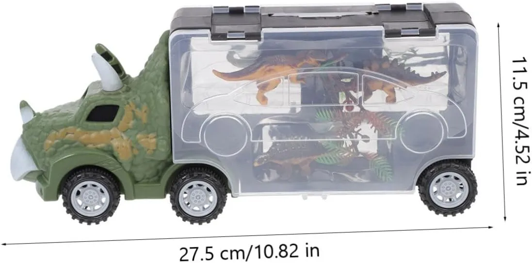 Vaguelly 1set Creative Dinosaur-Shaped Truck Toy Funny Animals Display Carrier Safe Container for Imaginative Play and Girls Educational Animal Models Included Style