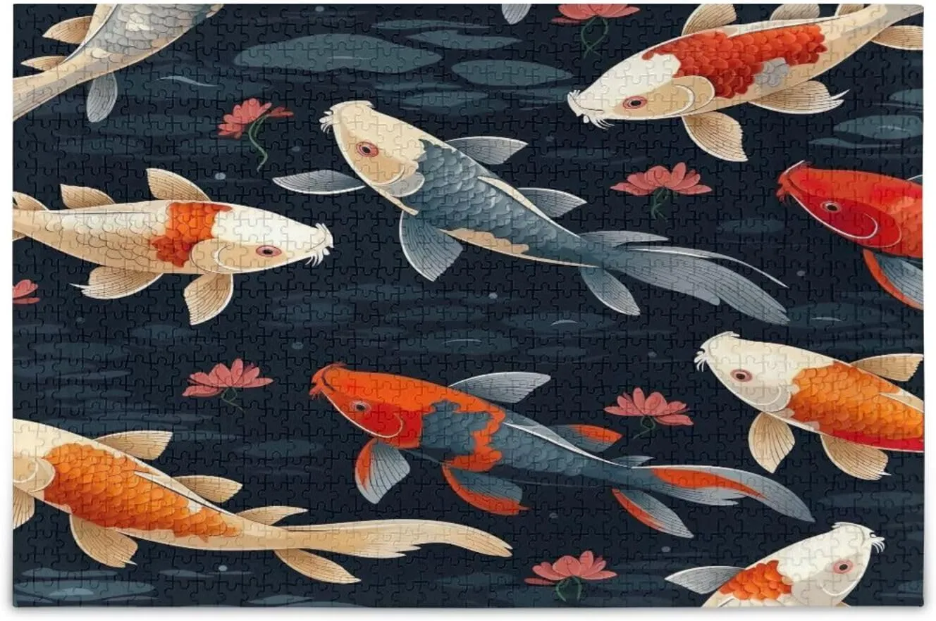 Various Koi Fishes Family Puzzle, Puzzle for Adults 500 Pieces, Funny Puzzles, Mind Games for Adults