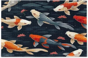 Various Koi Fishes Family Puzzle, Puzzle for Adults 500 Pieces, Funny Puzzles, Mind Games for Adults