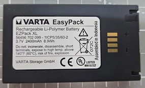 VARTAA EZPack XL Rechargeable Lithium Polymer 3.7 Volt Battery Lithium Ion 56456 702 099 2400mAH 8.9Wh, Black