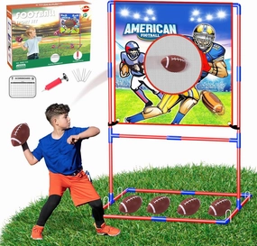 VATOS Football Toss Target Games with 4 Inflatable Footballs - Indoor Outdoor Backyard Throwing Sport Toy for Kids, Football Passing Targets Party Game for Boys Girls and Family Fun Play