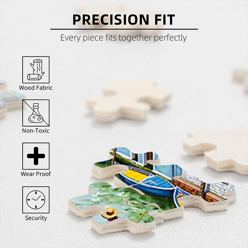 Venice Canal Gondola Puzzle 500 Pieces 18.9x18.9in Colorful Buildings and Boats in Sunny Waterway