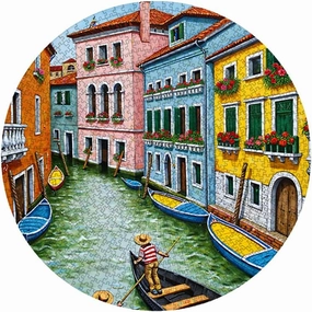 Venice Canal Gondola Puzzle 500 Pieces 18.9x18.9in Colorful Buildings and Boats in Sunny Waterway