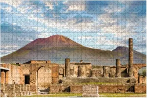 Vesuvius and Pompeii 1000 Piece Jigsaw Puzzle Game - Colorful Large Puzzles Artwork for Adults Teens Puzzle Game Toy Gift