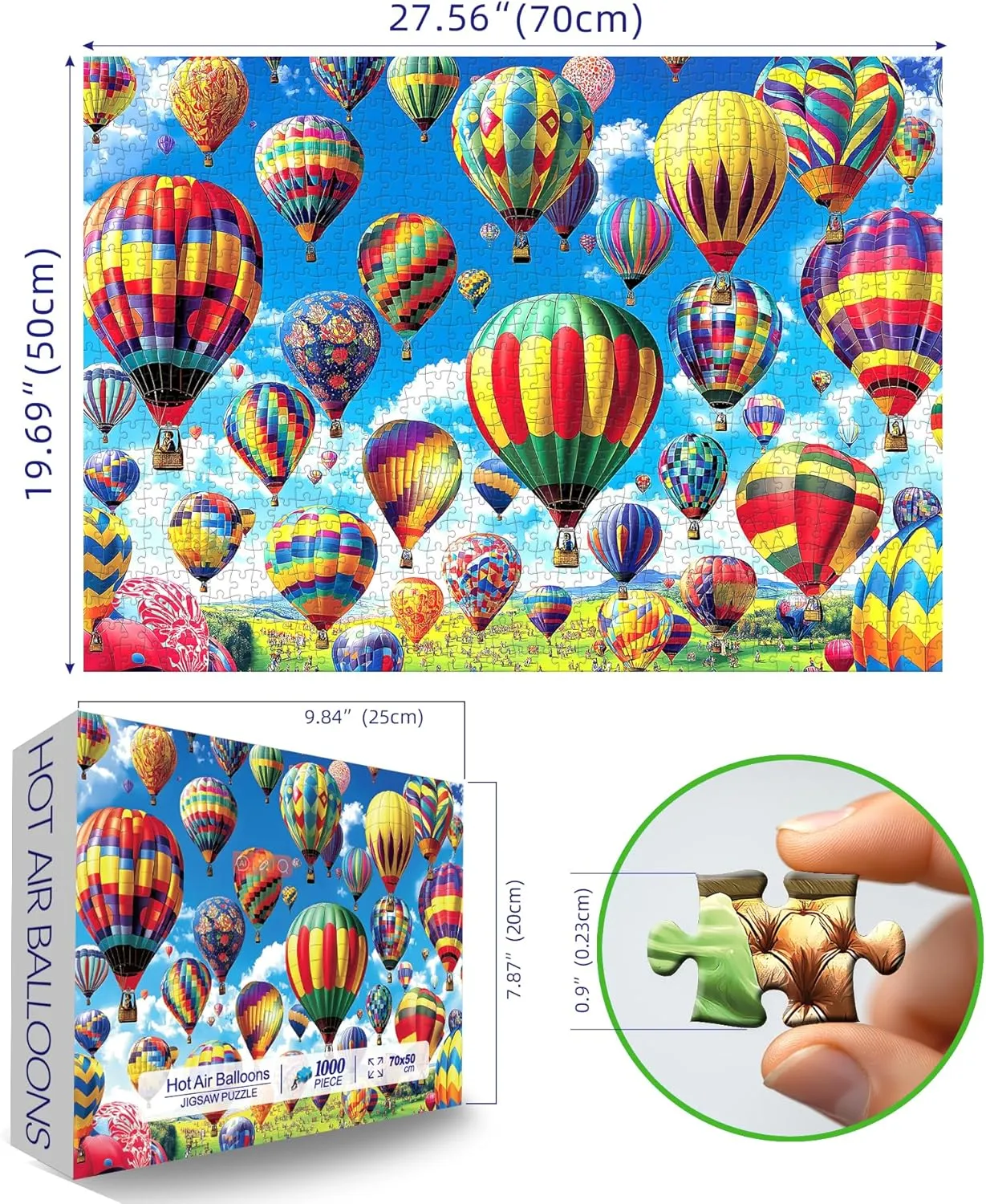 Vibrant Hot Air Balloons 1000 Piece Puzzle - Challenging Landscape Jigsaw for Adults, Perfect Game Night Fun & Gift