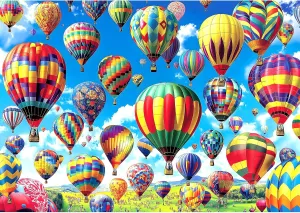 Vibrant Hot Air Balloons 1000 Piece Puzzle - Challenging Landscape Jigsaw for Adults, Perfect Game Night Fun & Gift