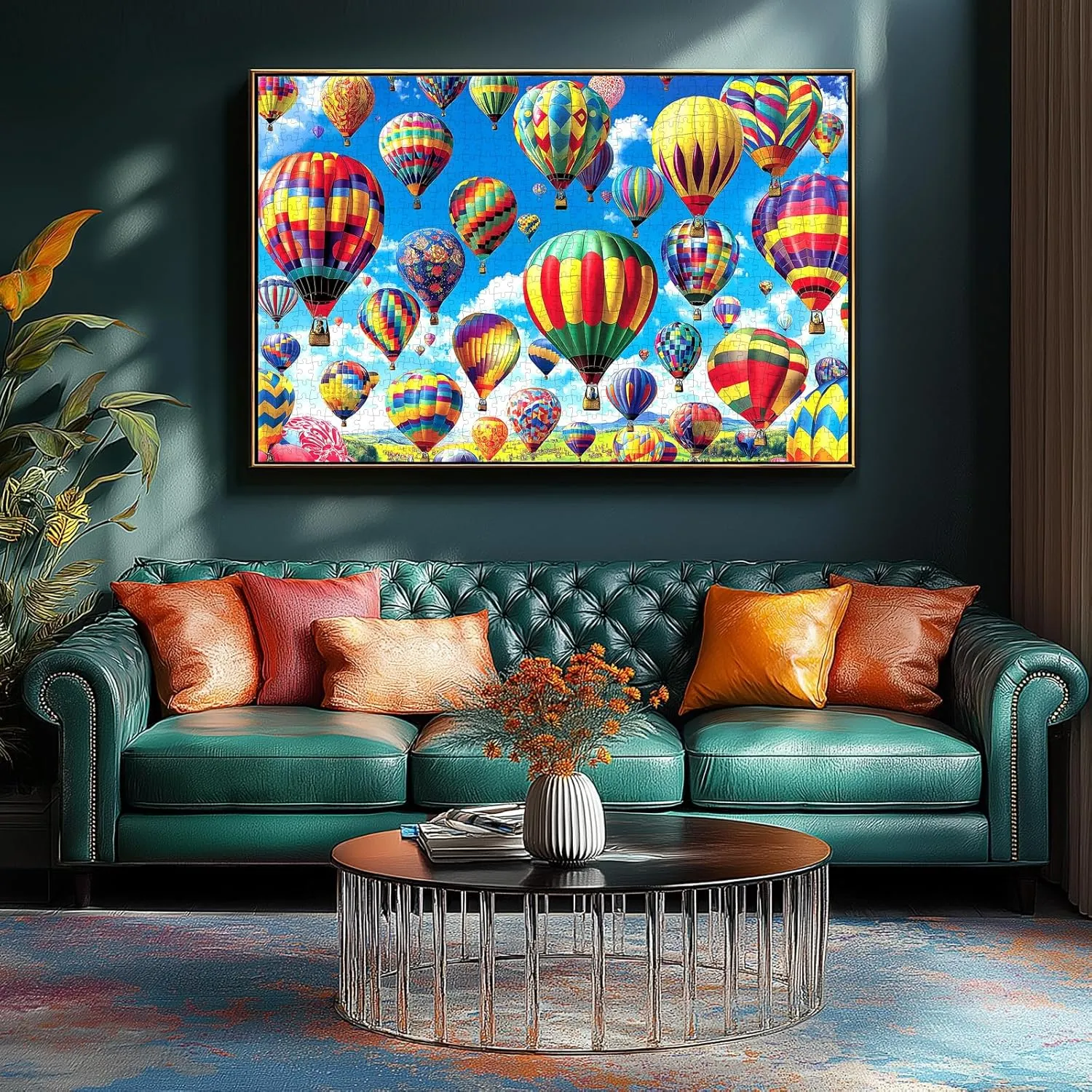 Vibrant Hot Air Balloons 1000 Piece Puzzle - Challenging Landscape Jigsaw for Adults, Perfect Game Night Fun & Gift
