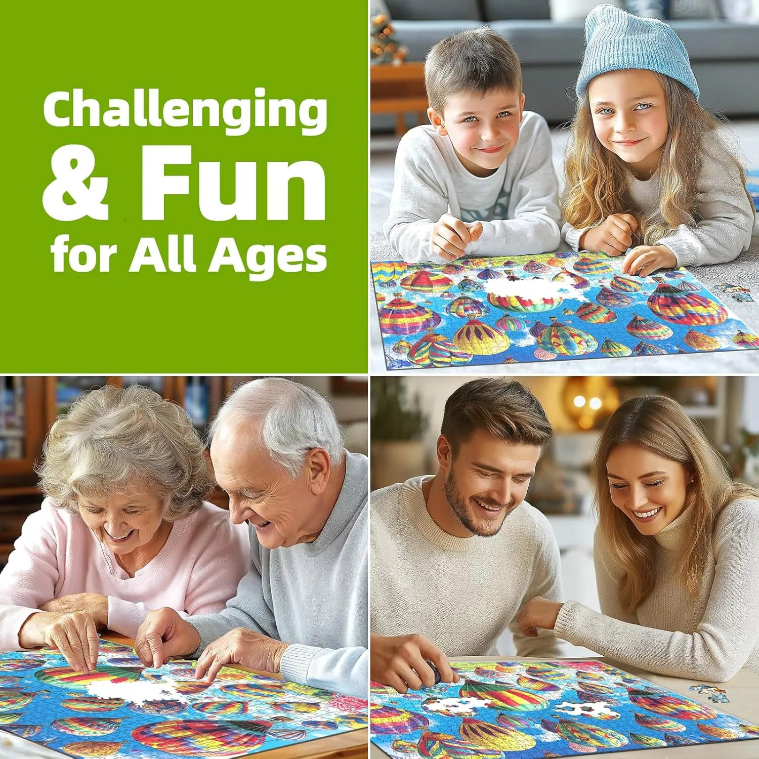 Vibrant Hot Air Balloons 1000 Piece Puzzle - Challenging Landscape Jigsaw for Adults, Perfect Game Night Fun & Gift