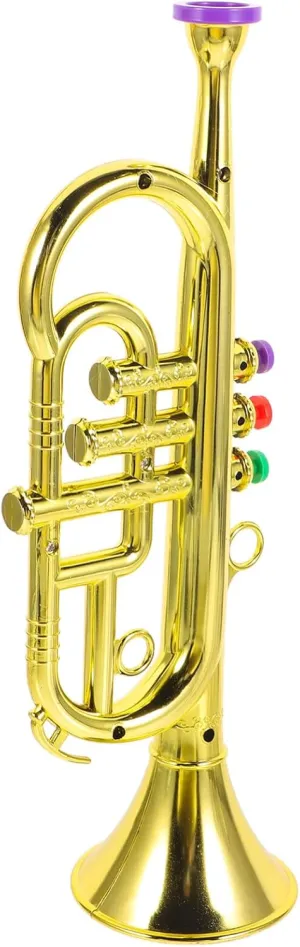 VICASKY Kids Musical Trumpet, Metallic Trumpets Musical Instrument Props Model Noise Makers Saxophone Accessories for Birthday Party Favors Boys Girls Golden