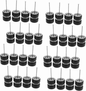 VICASKY 32pcs 1/64 Scale Alloy Car Model Wheels Rubber Tires Hubs Precision Realistic Display Detachable for Tire and Hub Replacement Modification Style Toy Car Parts