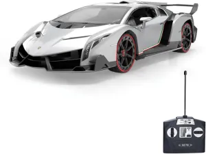 Vinie Remote Control Car for Boys, RC Cars Lamborghini, 1:14 Scale Officially Licensed Kids Toys, Lambo Veneno Drift Car with Cool Led Lights, 4 5 6 7 8 9 10 11 12 Year Old Boy Birthday Gift (Silver)