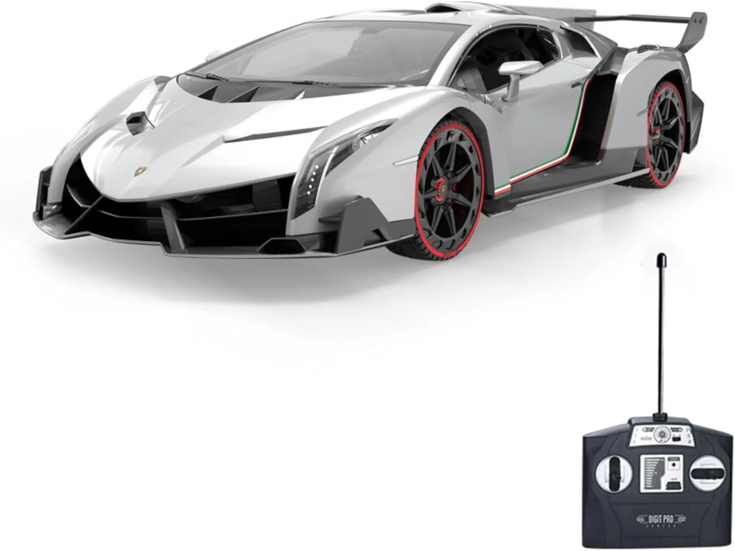 Vinie Remote Control Car for Boys, RC Cars Lamborghini, 1:14 Scale Officially Licensed Kids Toys, Lambo Veneno Drift Car with Cool Led Lights, 4 5 6 7 8 9 10 11 12 Year Old Boy Birthday Gift (Silver)