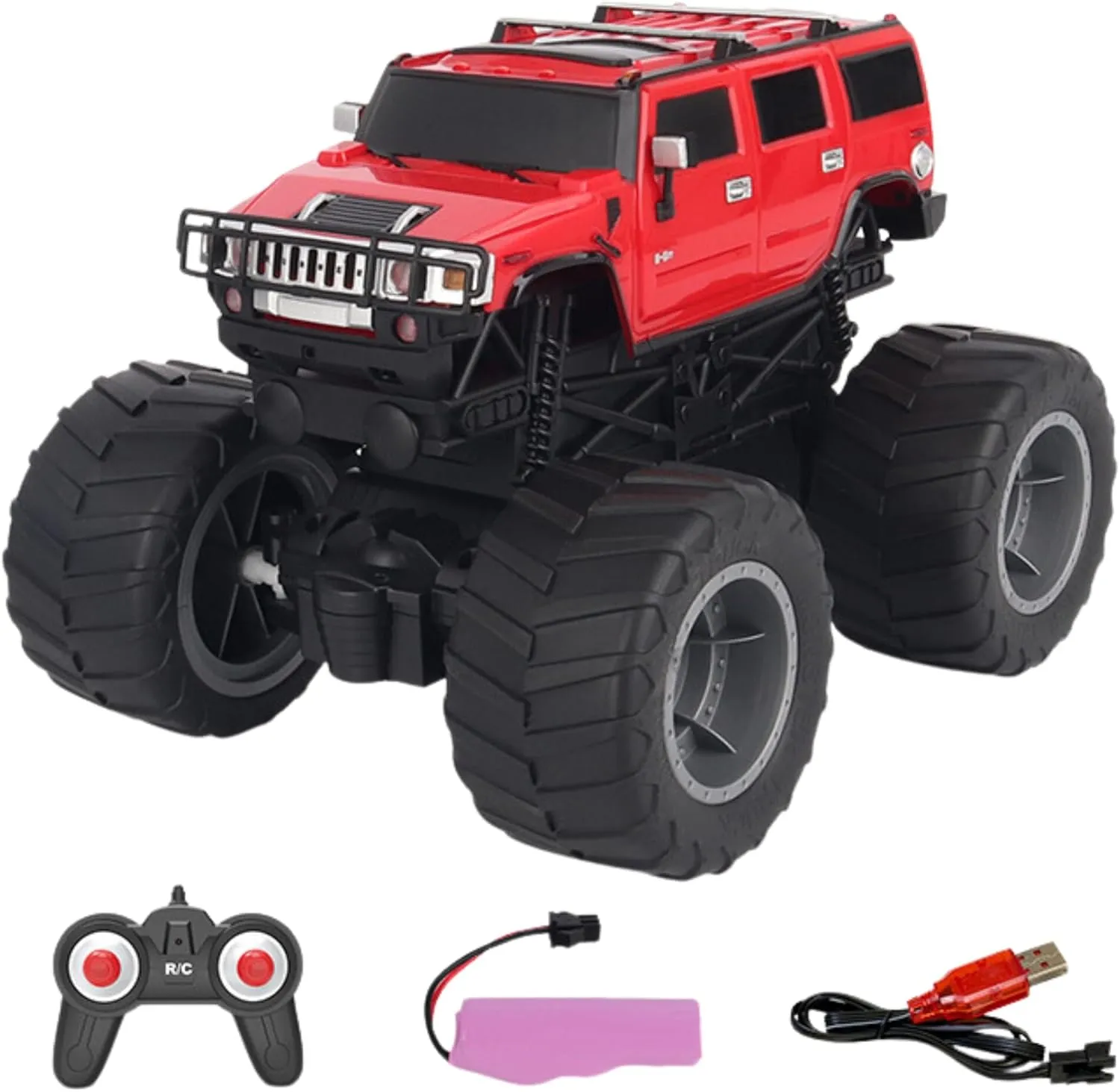 Vinie Remote Control Jeep for Boys, RC Cars Hummer H2, 1:24 Scale Officially Licensed Kids Toys, USB Rechargeable Monster Truck, 2.4Ghz Wireless RC, 6 7 8 9 10 11 12 Year Old Boy Birthday Gift (Red)